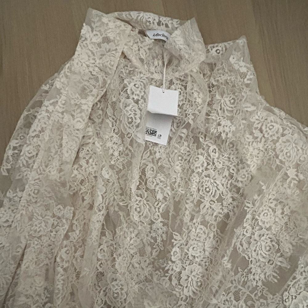 & Other Stories Floral Lace Top in Ivory